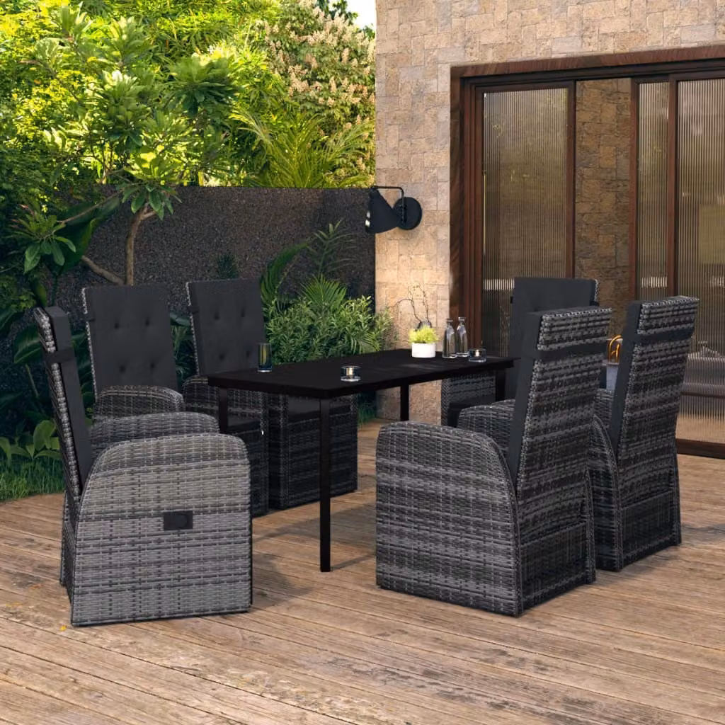 The Living Store Set da pranzo da giardino 7 pezzi con cuscini grigio