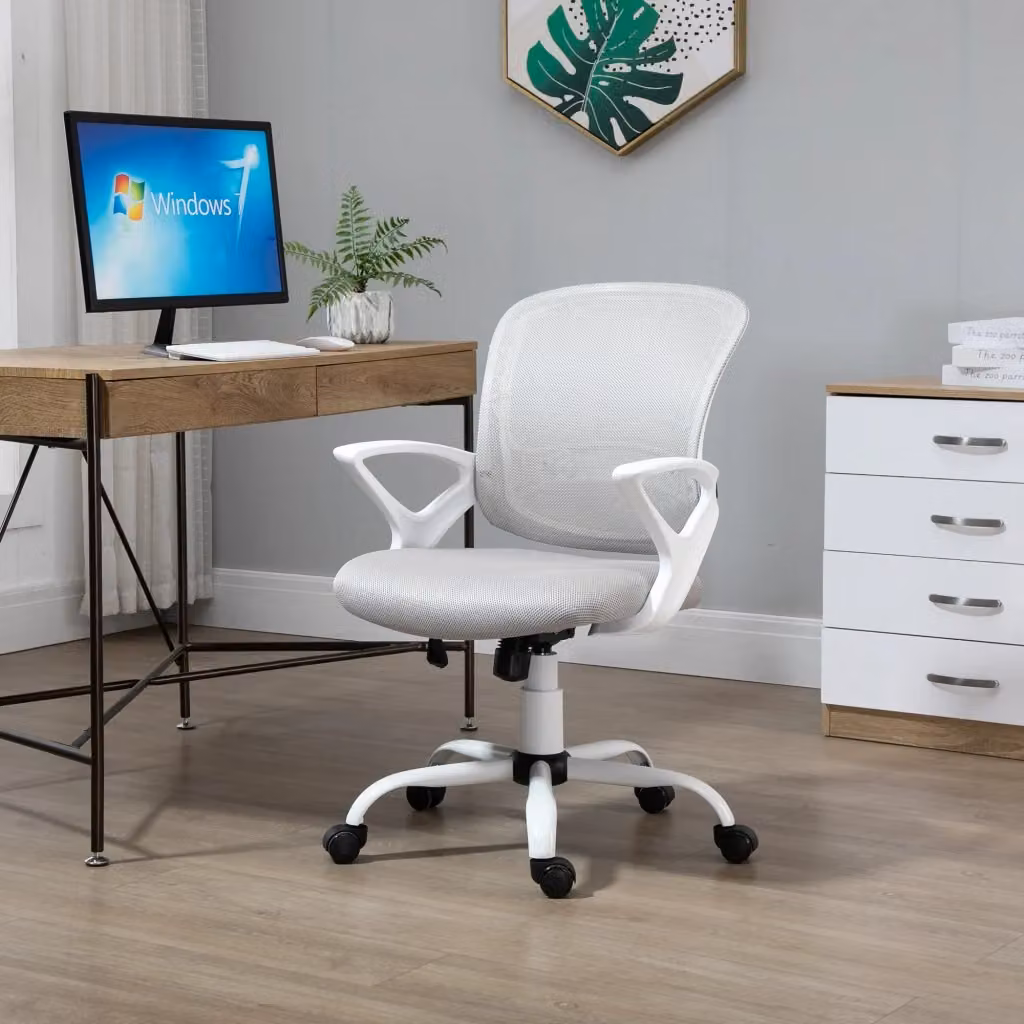 Sedia da Ufficio Xylo Grigia con Schienale in Rete Traspirante, Supporto Lombare e Braccioli, L/P/H: 61 x 61 x 89-99 cm – 2