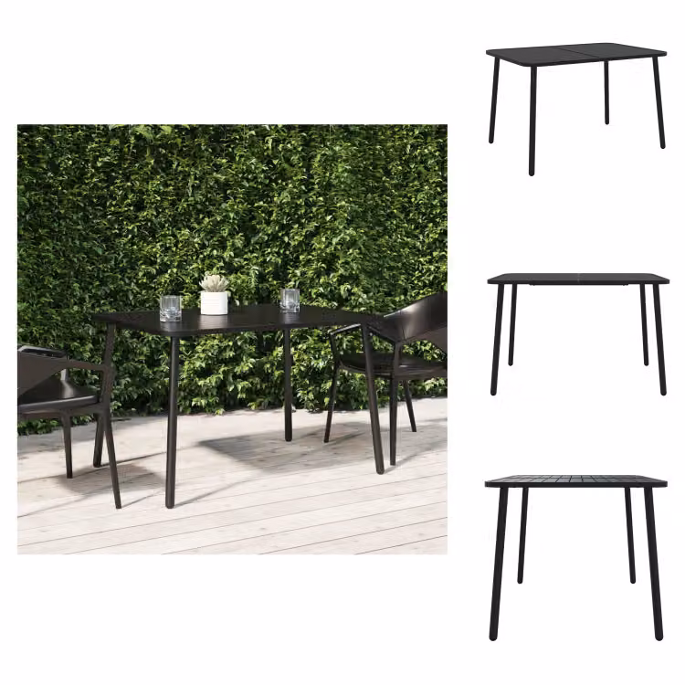 vidaXL Tavolo da giardino antracite 110x80x71 cm in acciaio - Tavoli da giardino