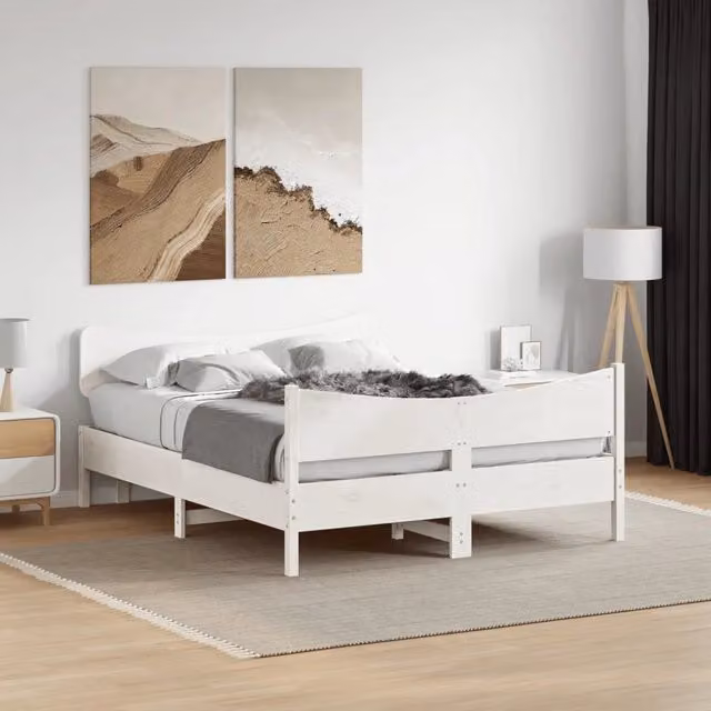 Giroletto senza Materasso Bianco 150x200 cm Legno Massello Pino 3216379