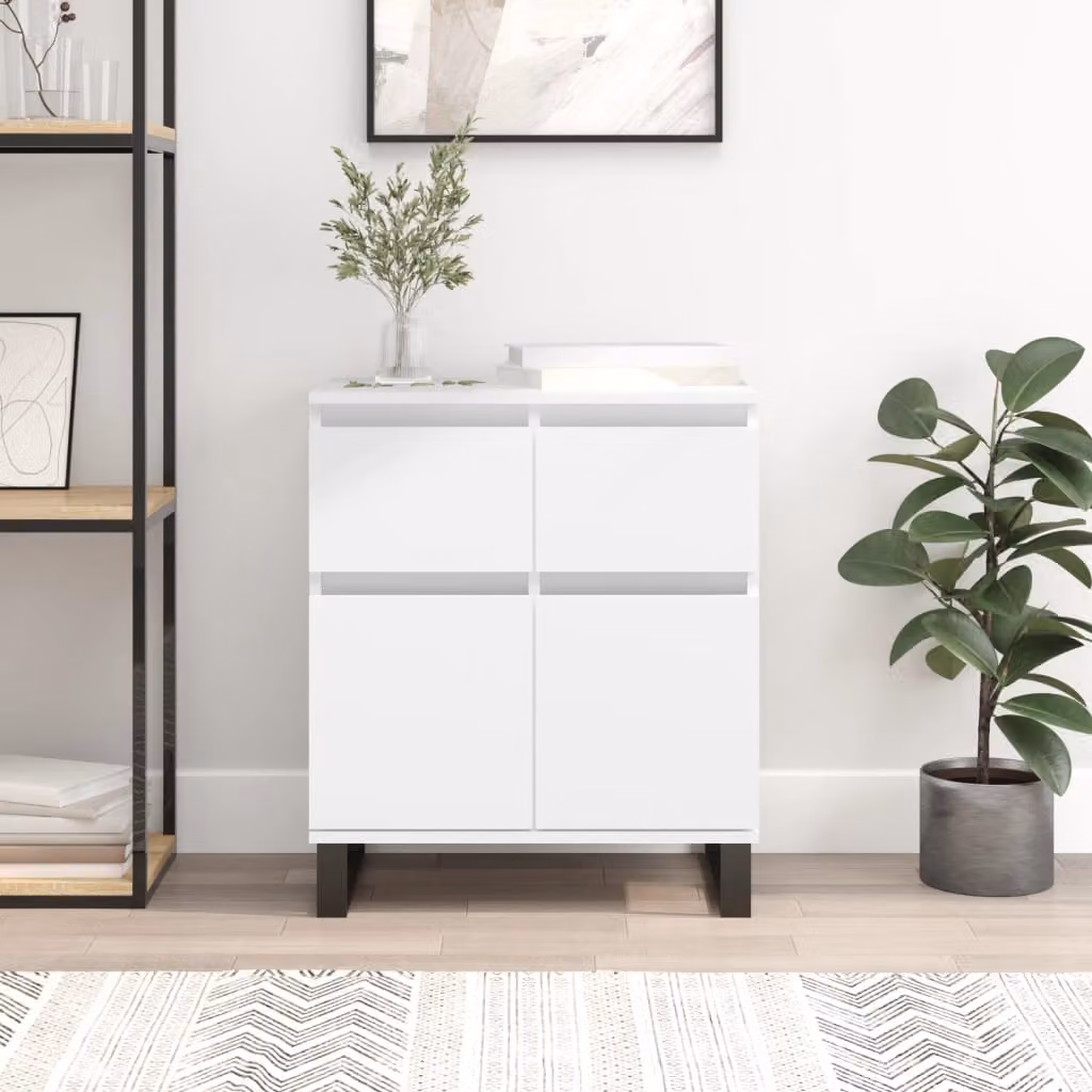 Credenza moderna bianca vidaXL in legno e metallo da appendere al muro L: 60 cm, P: 35 cm, H: 70 cm