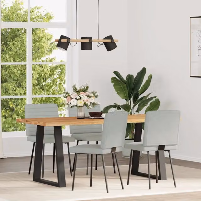 Set di 4 sedie da pranzo vidaXL in velluto grigio con struttura in metallo e legno per soggiorno o cucina