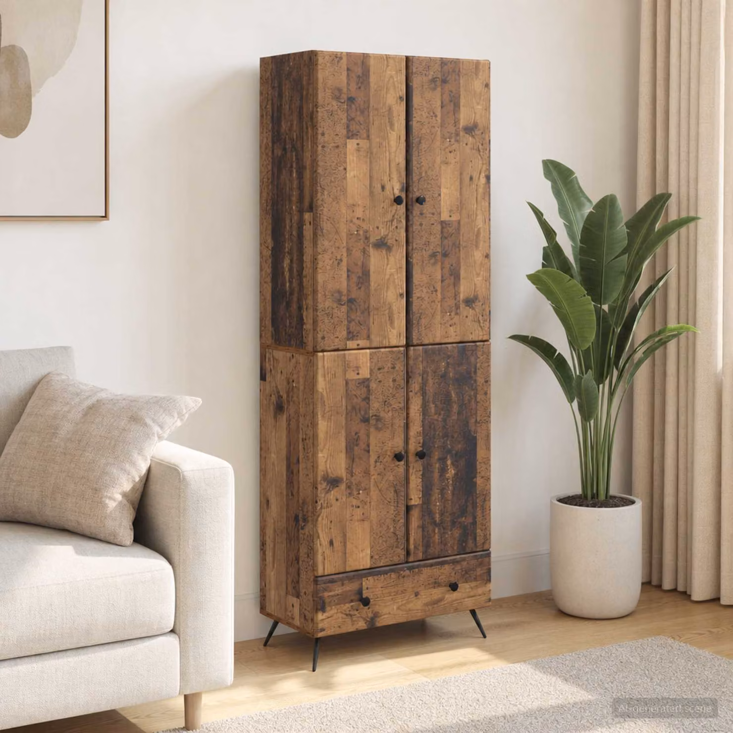 Set di 2 armadi moderni vidaXL in legno e MDF marrone con ante a battente, cassetti e ripiani interni