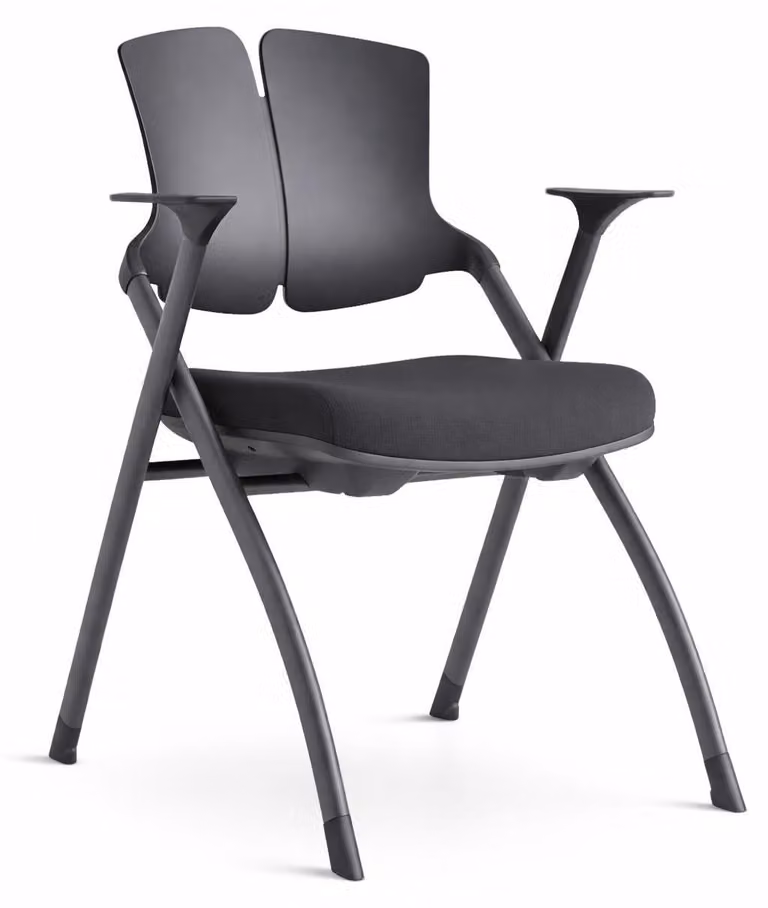 Sedia ergonomica da seminario con schienale e braccioli neri