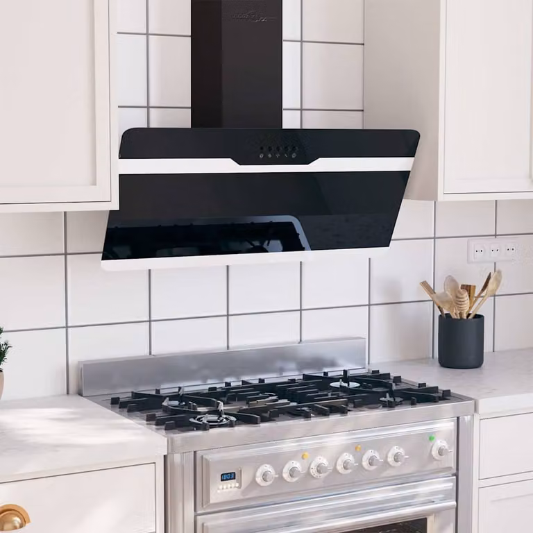 vidaXL Cappa a Parete in Acciaio e Vetro Temperato Nero con Display LED e Funzione Aspirazione o Ricircolo