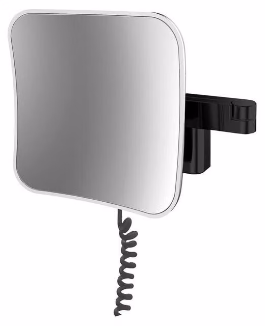 emco LED miroir de rasage et de maqu'illage, grossissement 5x, rectangulaire, double bras articulé, câble spiralé, prise, emco light system, 109513353, 109513353
