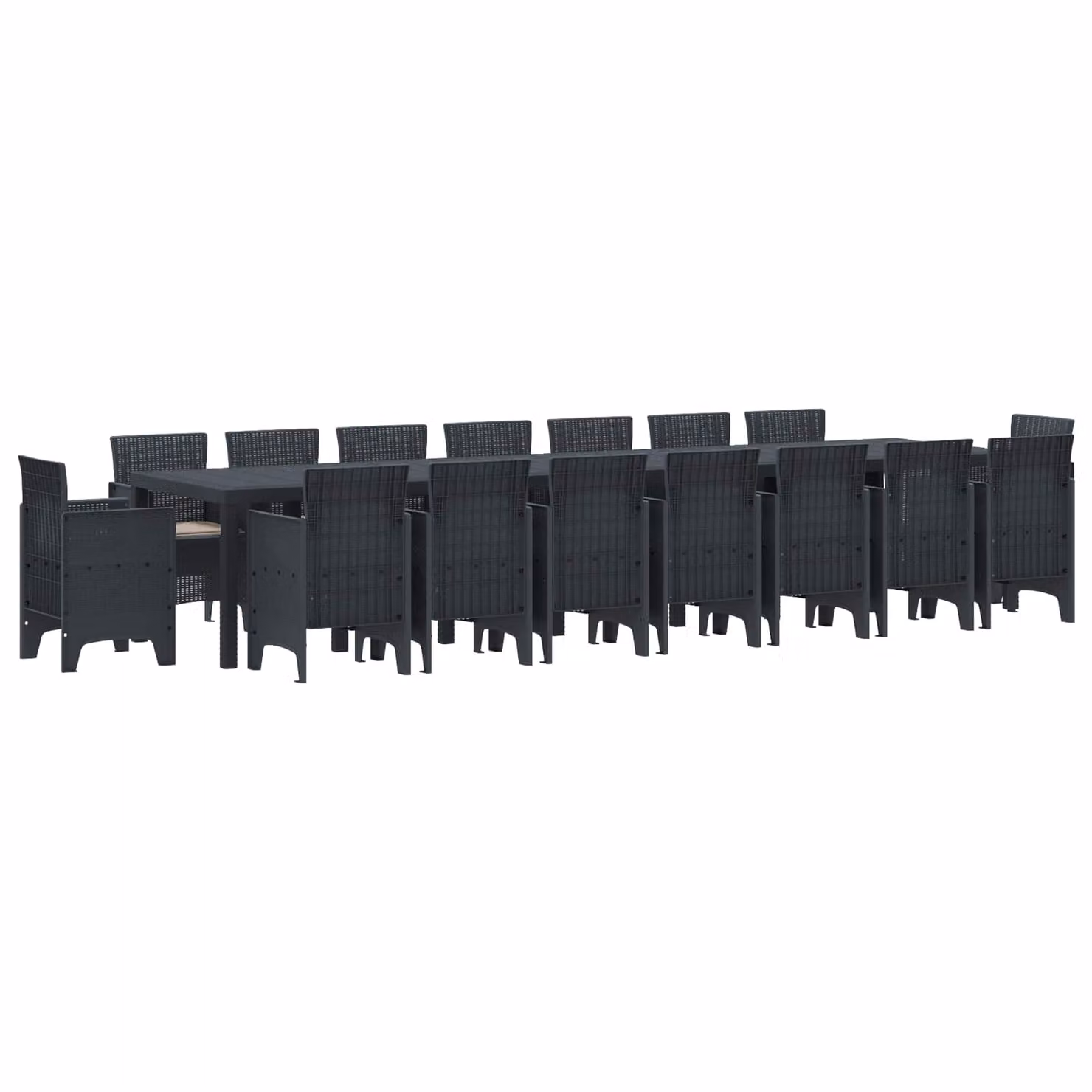 Set da pranzo da giardino vidaXL in rattan antracite con 17 pezzi e cuscini – 2