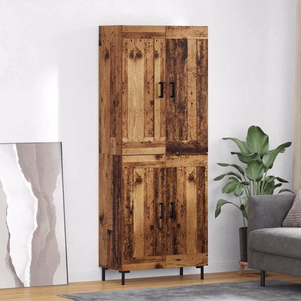 Set di 2 credenze vidaXL in legno effetto antico marrone con ante a battente e ripiani interni, L/P/H: 69,5 x 34 x 180 cm