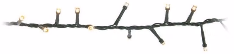 Catena luminosa a LED con 560 luci bianche calde, lunghezza 11 metri, cavo verde