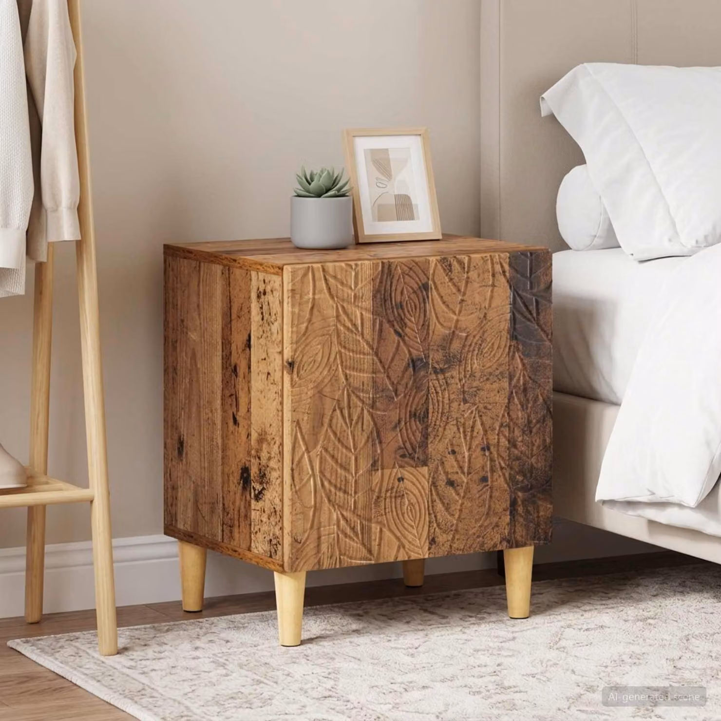 Set di 2 comodini vidaXL in legno color marrone, stile moderno, L 43 cm x P 34,5 cm x H 50 cm
