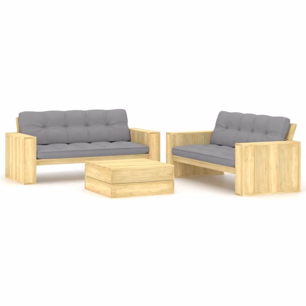 Maison Exclusive - Set da giardino a 3 pezzi con cuscini, in legno di pino trattato