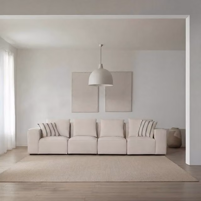 Divano modulare Banak beige con cuscini coordinati per il tuo soggiorno
