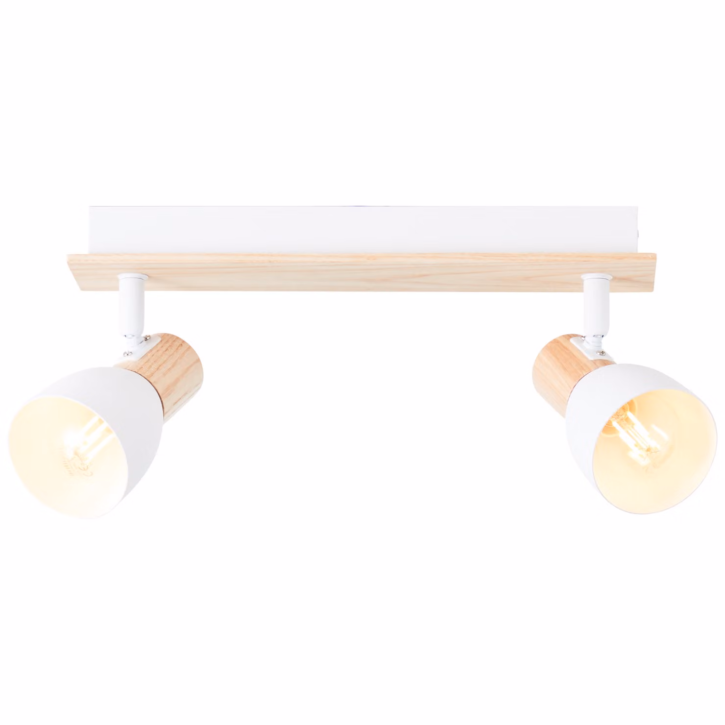 BRILLIANT Lampada da soffitto naturale DAINTREE | Lampada da soffitto a faretto bianca in stile naturale con | 2 attacchi E14 max. 28 Watt | Metallo/Legno