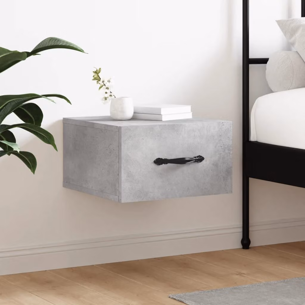 Comodino a muro vidaXL Grigio Cemento L 35 x P 35 x H 20 cm
