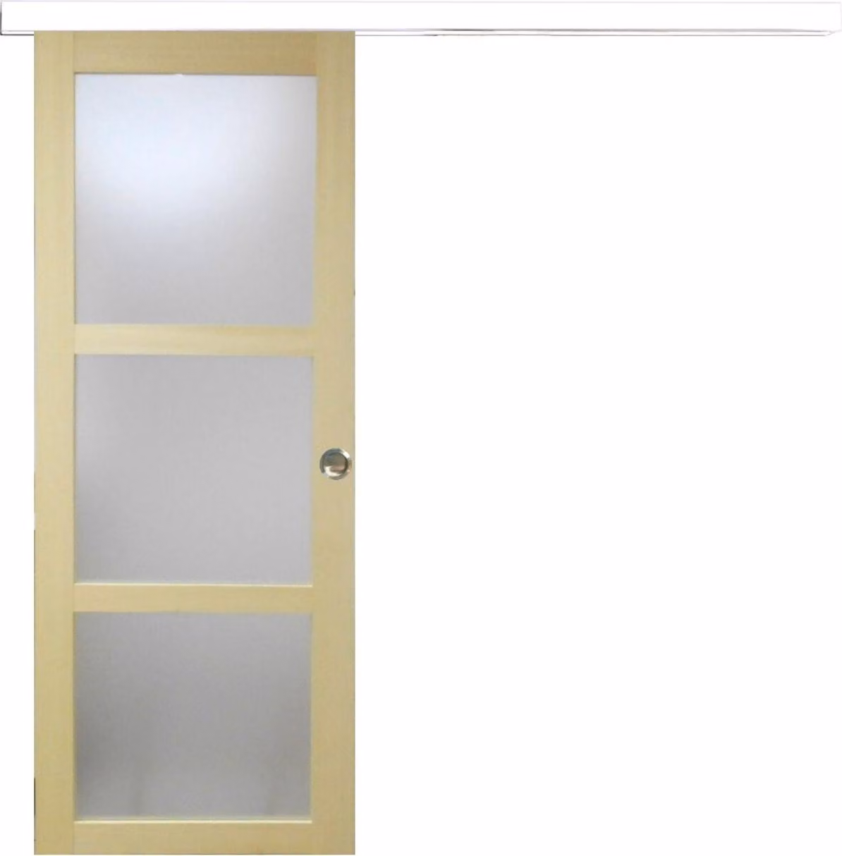 Porta scorrevole in legno Ayous con vetrata H204 x L73 cm, binario in alluminio con fascia bianca, Coquilles Gd Menuiseries