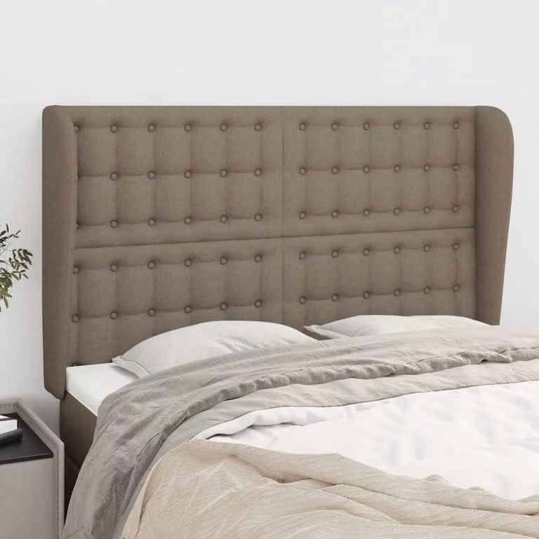 Testiera ad Orecchio vidaXL in Tessuto Beige e Grigio L: 147 cm, P: 23 cm, H: 118/128 cm
