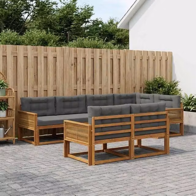 Set di divani da esterno 8 pz Naturale e Antracite 3382650