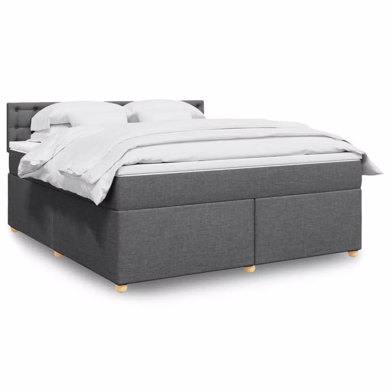 vidaXL Giroletto a Molle Ibrido con Materasso in Tessuto Grigio e Bianco L/P/H: 180 x 200 cm