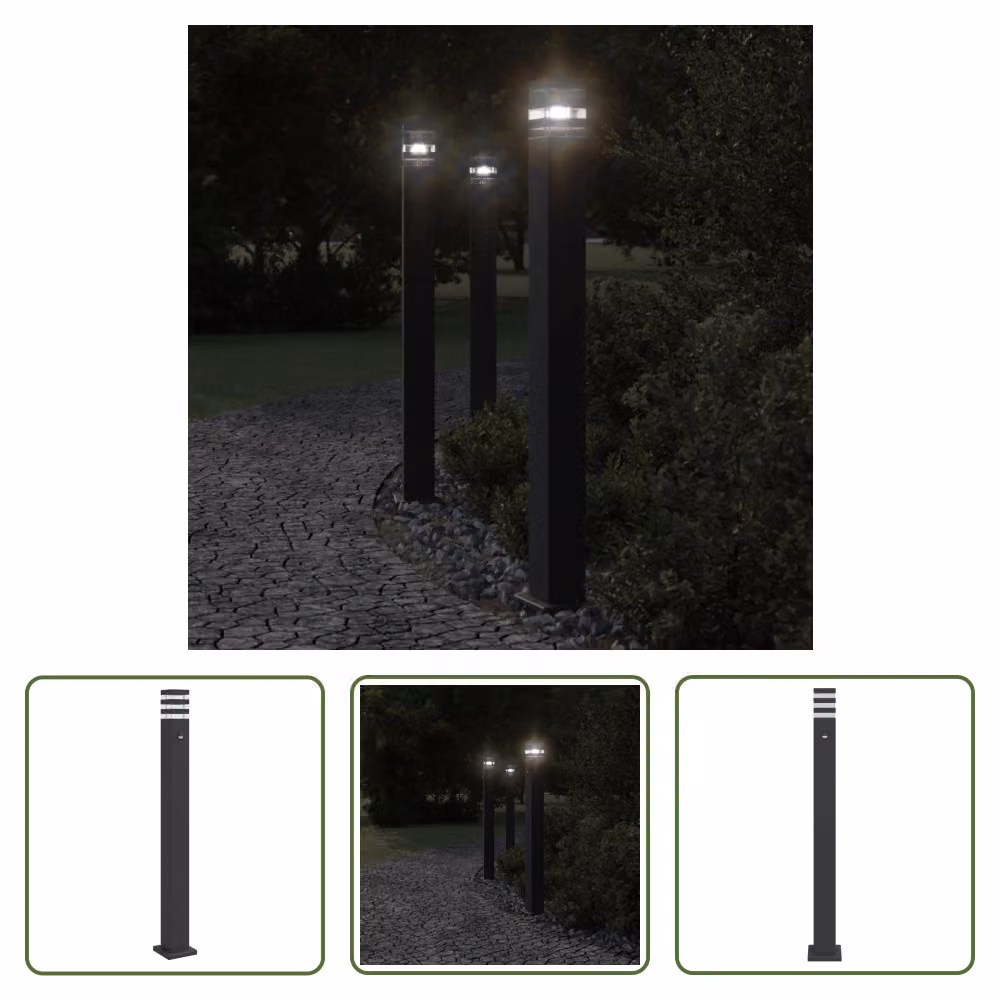 The Living Store Luce di percorso con rilevatore di movimento nero 110 cm alluminio