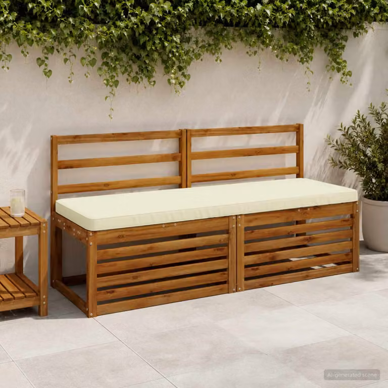 Set di 2 cuscini per panchina vidaXL VUGHT in poliestere beige con rivestimento rimovibile e resistente ai raggi UV