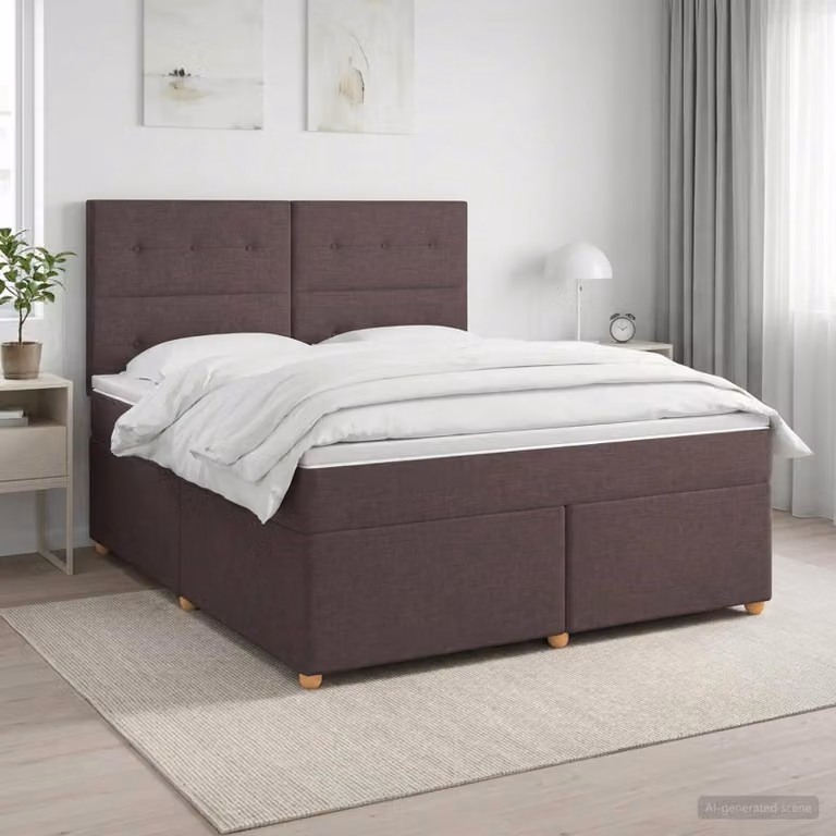 Letto box spring con materasso ibrido vidaXL Marrone e Bianco L/P: 140 x 190 cm