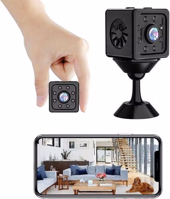 Telecamera di sorveglianza da interno compatta con Wi-Fi e sensore di movimento, batteria a lunga durata