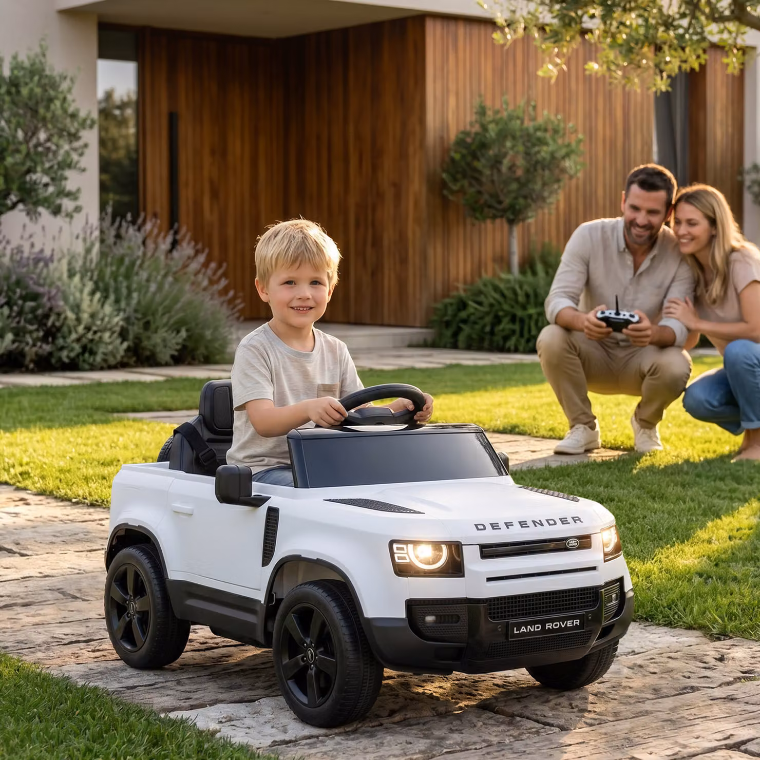 AIYAPLAY Auto elettrica Land Rover Defender 12 V per bambini con telecomando, Bianco – 2