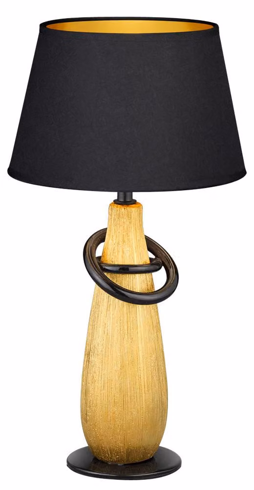 Lampada da tavolo, luce notturna, materiale: Vetroceramica, colore: oro e nero, diametro: 20 cm