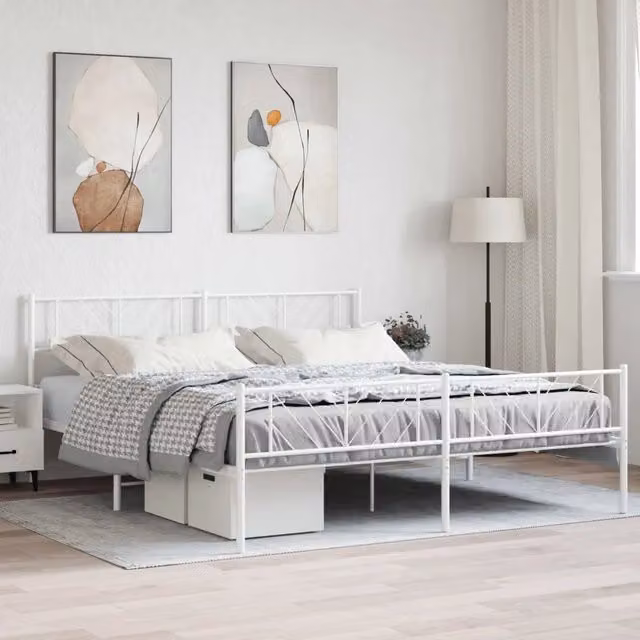 Giroletto con testiera e pediera in metallo bianco vidaXL L/P: 180 x 200 cm – 1