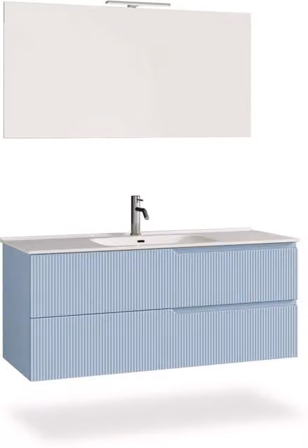 Composizione mobile bagno Venere AQA DESIGN 4 pezzi colore azzurro tiffany L: 121 cm, P: 46,5 cm, H: 190 cm