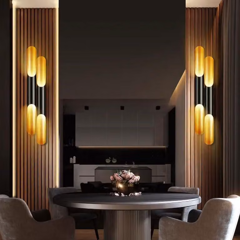 Lampada da parete in alluminio, attacco E27, direzionale, dimensioni 6 x 60 cm