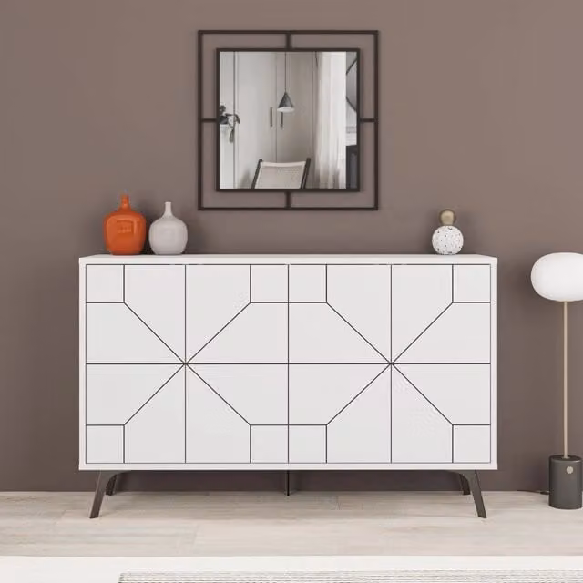 Madia 4 Ante 123x35x77,4 cm in MDF Fune Bianco