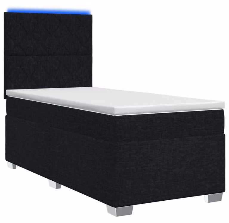 Letto a molle con materasso nero 100 x 200 cm in tessuto