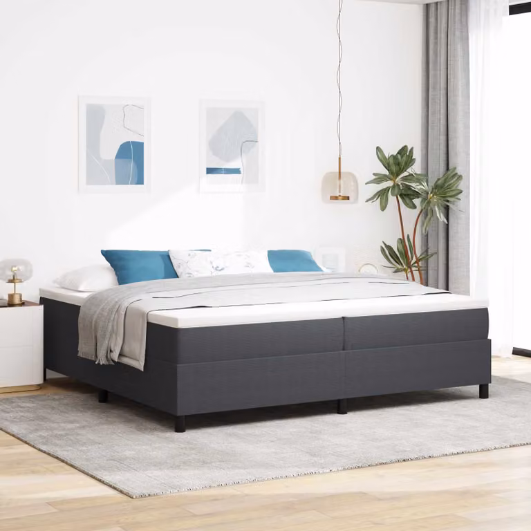 vidaXL Struttura letto piattaforma moderna in legno e tessuto Grigio, L/P: 200 x 200 cm