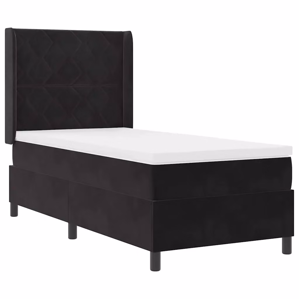 Letto a molle moderno vidaXL in velluto nero con illuminazione LED sottostante L/P: 90 x 190 cm – 2
