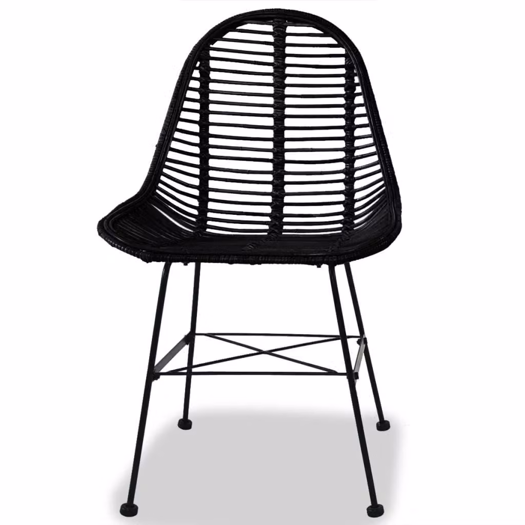 vidaXL Sedie da pranzo 2 pz. Rattan naturale nero