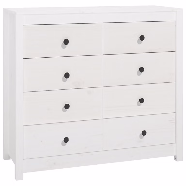 Armadietto Bianco 100x40x90 cm in Legno Massello di Pino
