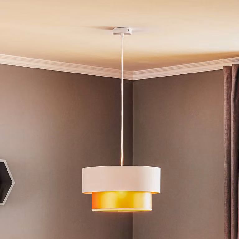 Lampada a sospensione Dorina Maco Design, dimmerabile, Crema / Ambra, Soggiorno / Sala da pranzo, Plastica, Moderno, Lampada a sospensione