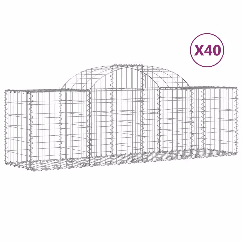 Set di 40 Cesti Gabbioni ad Arco Videx in Acciaio Zincato Colore Argento L/P/H: 200 x 50 x 60/80 cm – 2