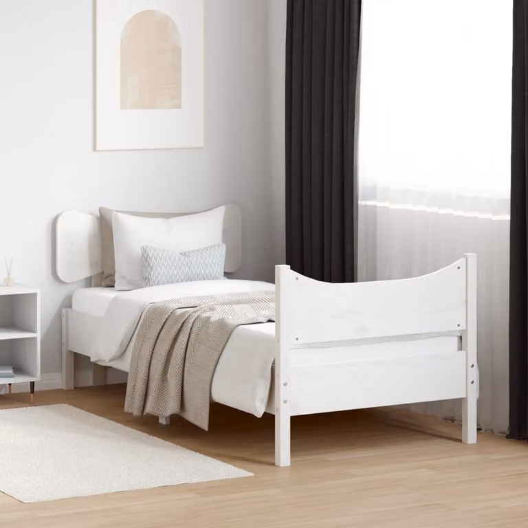 vidaXL Giroletto senza Materasso in Legno Massello di Pino Bianco L: 80,5 cm, P: 195,5 cm, H: 81 cm