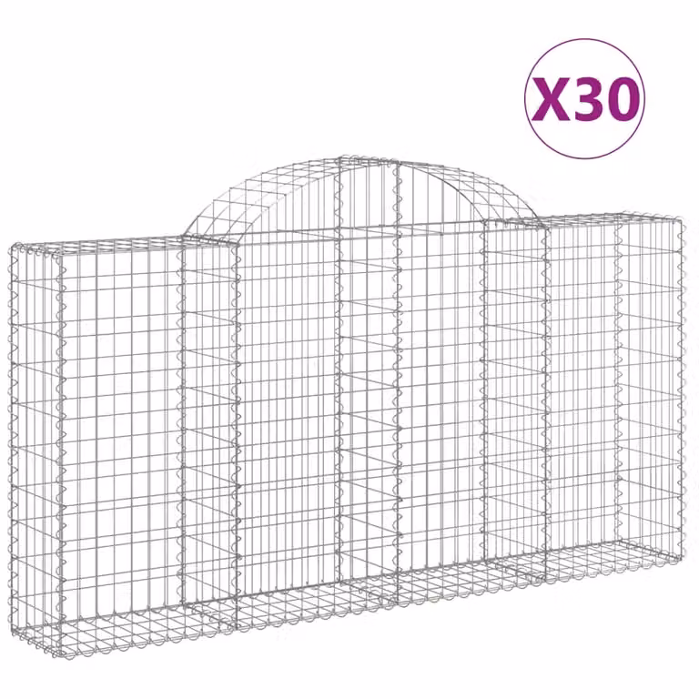 Cesti Gabbioni ad Arco 30 pz 200x30x100/120 cm Ferro Zincato