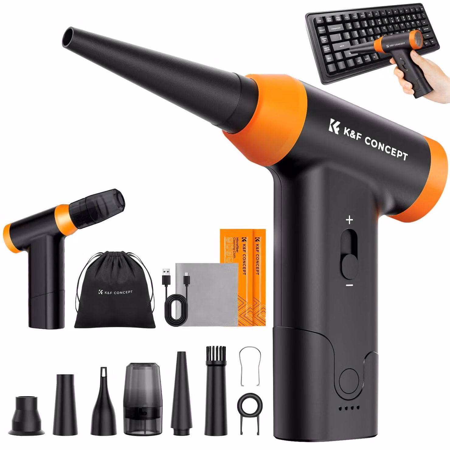 K&F CONCEPT, soffiatore e aspirapolvere elettrico 2-in-1, 150.000 giri al minuto