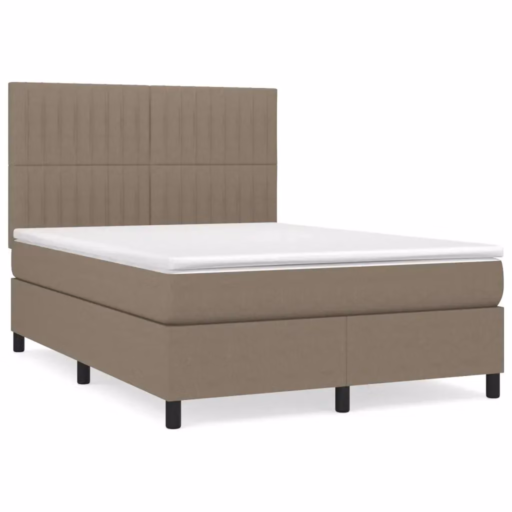 Letto Ibrido con Giroletto a Molle e Materasso vidaXL in Tessuto Beige e Bianco L/P: 140 x 200 cm – 2