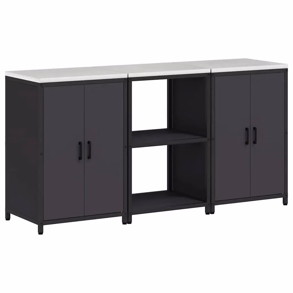Mobile dispensa da cucina in stile industrial vidaXL in metallo nero opaco – 2