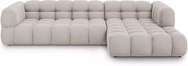 Cosmopolitan Design Divano angolare modulare Sky 4 posti in velluto beige chiaro L/P/H: 300 x 132 x 75 cm