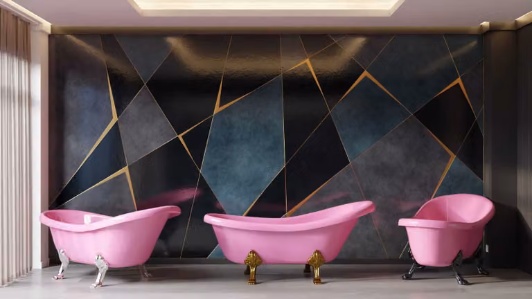 Vasca da bagno freestanding, 170X82,5 cm, 189 L, incluso sifone in ottone, con chiusura a scatto in colore magenta, retrò