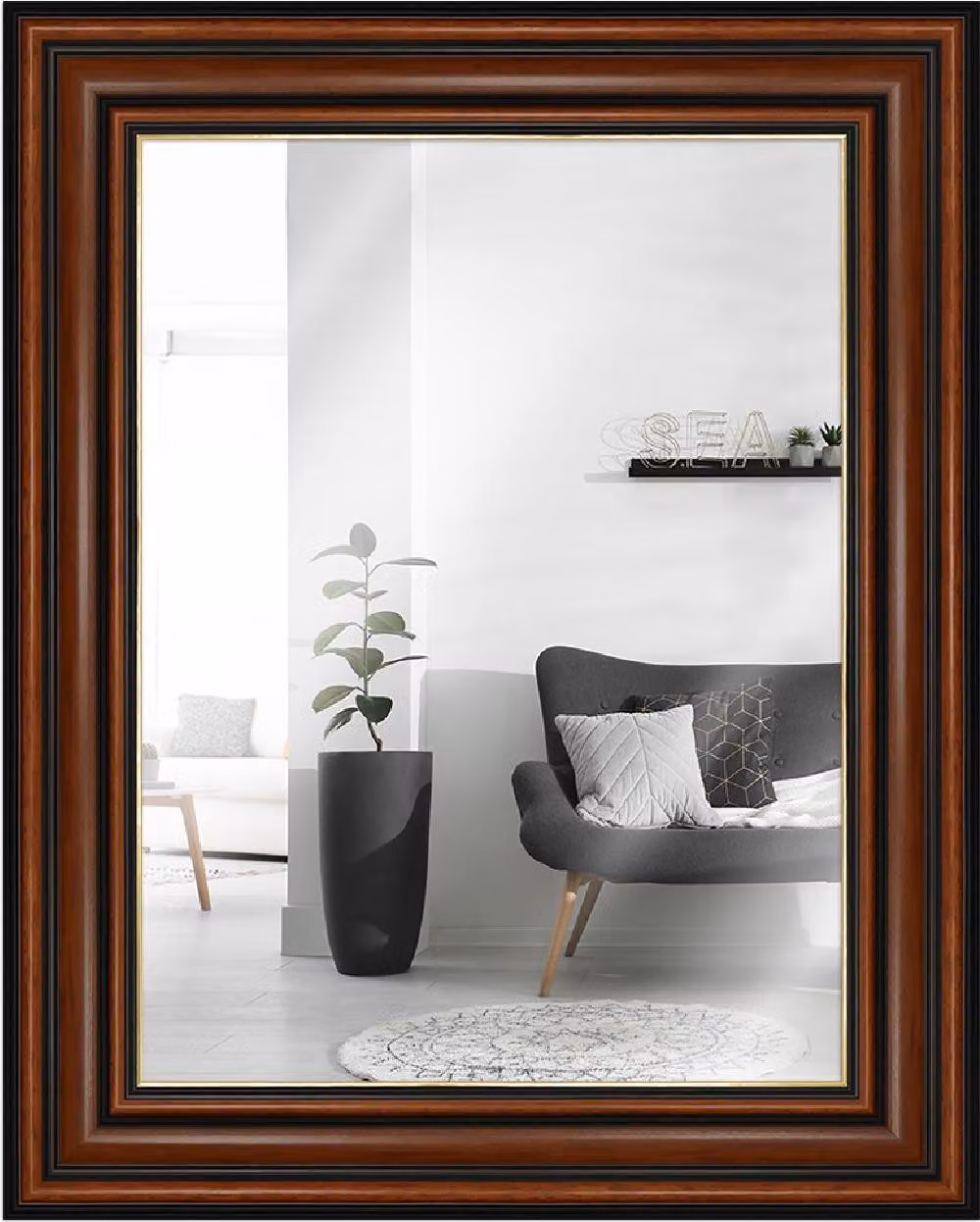Specchio da parete MendeFrames Nussbaum con Finitura Oro 30x30 cm