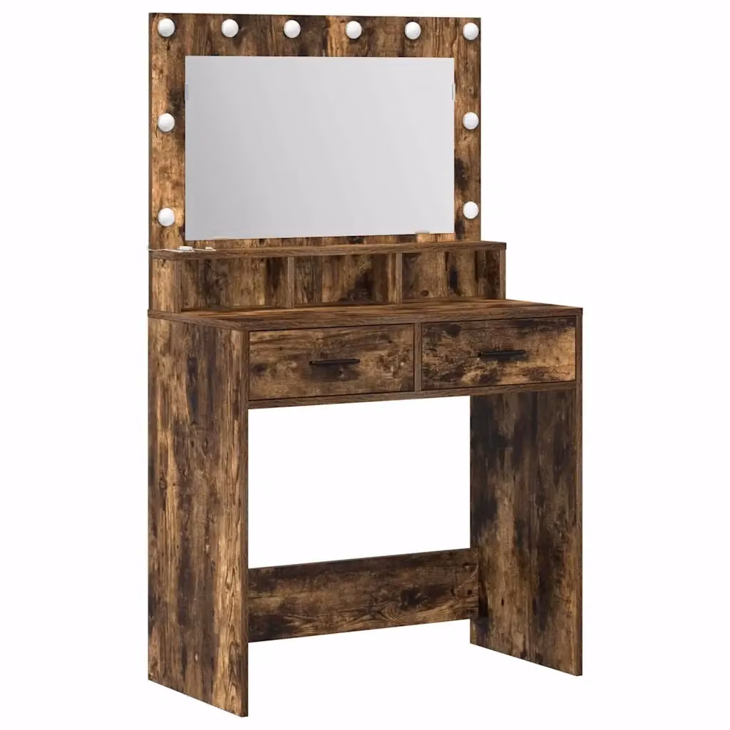 Tavolo da trucco moderno vidaXL in rovere fumé marrone L: 79 cm, P: 41 cm, H: 135 cm – 2