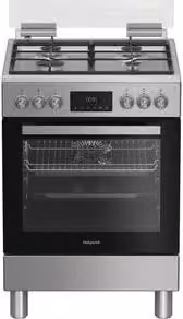 Cucina a gas con forno elettrico a libera installazione Hotpoint Ariston in acciaio inox color argento, L: 60 cm