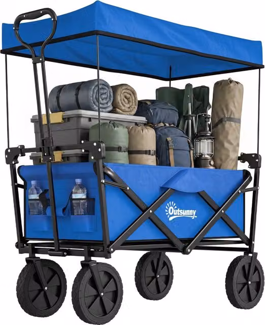 Carrello Pieghevole Xylo Blu con Tettuccio Removibile, Manico Regolabile e Borsa per Trasporto, Portata 100kg – 1